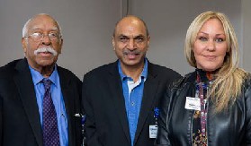 Dr. Milton Gumbs, Vice President/Medical Director; Dr. Sindhaghatta Venkatram, Director, Graduate Medical Education/Attending, Pulmonary and Critical Care; and Marisol Rivera, Assistant Director, Graduate Medical Education.