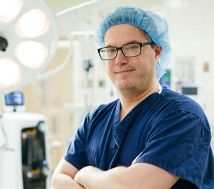 Dr. Daniel Farkas, Attending, Surgery, in OR area.